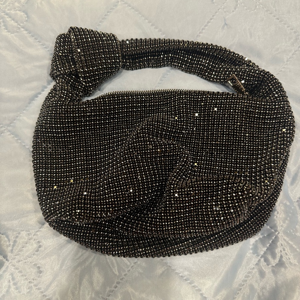 Black Rhinestone Dumpling Mini Bag